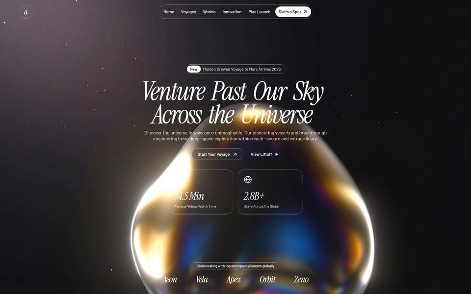 رحلة — Voyage، تجربة ويب من تصميم أبو عسكر